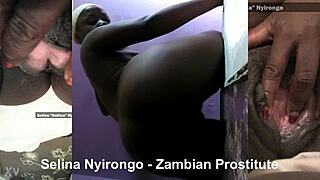 Selina Nyirongo intensely masturbates alone.
