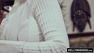 kelly madison reveals boobs amid office blueprints