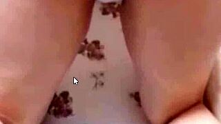 slutty asian wife sucks cock while watching soccer, balls bouncing with goals