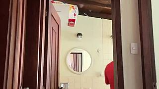 my neighbor is just chilling in the bathroom, probably relaxing after a long day