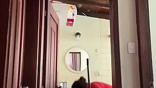 my neighbor is just chilling in the bathroom, probably relaxing after a long day