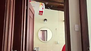 my neighbor is just chilling in the bathroom, probably relaxing after a long day