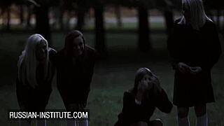 Blonde Gina Gerson's Shaved Anal Threesome By Campfire