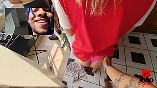 Interracial Threesome: Couple Fucking on Balcony with Caah Kabulosa Joining In