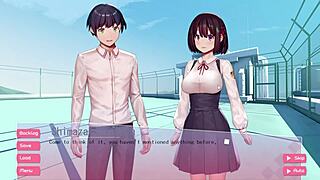 Hgame schoolgirl performs blowjob and masturbation