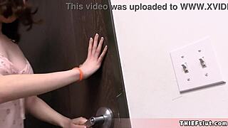 Sulky teen thief caught and tiny pussy destroyed