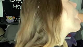 dildo sucking and pussy fingering with big clit play, wet toys everywhere.