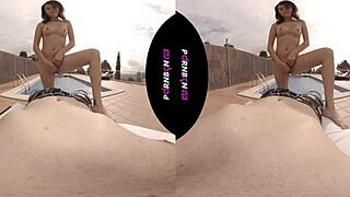 Young Latina Neighbor Turns Nympho in Community Pool for Outdoor POV