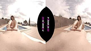 Young Latina Neighbor Turns Nympho in Community Pool for Outdoor POV