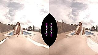 Young Latina Neighbor Turns Nympho in Community Pool for Outdoor POV