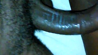 a rough amateur session with big black cock filling creamy ebony pussy