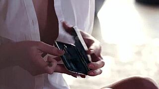 footjob babe receives jizz from masturbation