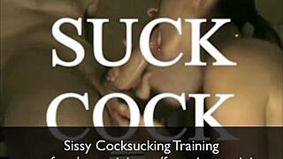 Sissy cock sucking training session!