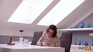 old guy and young czech teen get dirty in fancy house