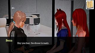 My new family episode with small titted teen in hentai threesome