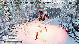 i play sword x hime game over edits with monster pussy