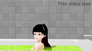 Koko A Reveals Everything In The Bath, A Cute Anime Girl Strips Down