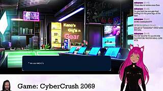 Vtuber Lewdneko plays Cybercrush 2069 with big tits! 😏