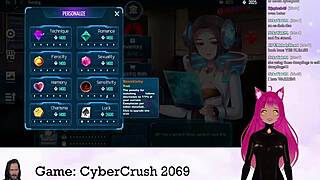 Vtuber Lewdneko plays Cybercrush 2069 with big tits! 😏