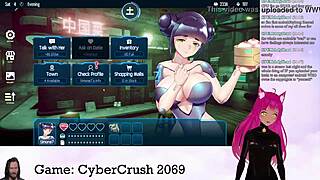 Vtuber Lewdneko plays Cybercrush 2069 with big tits! 😏