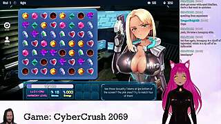 Vtuber Lewdneko plays Cybercrush 2069 with big tits! 😏