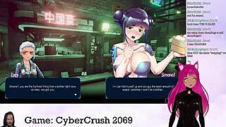 Vtuber Lewdneko plays Cybercrush 2069 with big tits! 😏
