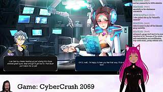 Vtuber Lewdneko plays Cybercrush 2069 with big tits! 😏