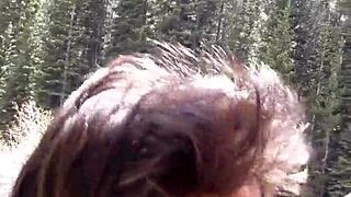 Petite latina sucks huge cock and swallows cum by riverfront!