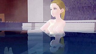 Anime Woman Enjoys Steamy Bath in Japanese Public Sento