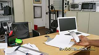 Chick in Short Skirt Rubbed and Banged Hard by Horny Director