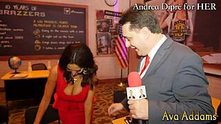 ava addams casually toys with her boobs while chatting with andrea diprè.