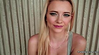 Blonde rides cowgirl on outdoor lawn