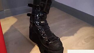 Sadiekross, the blonde tgirl, handles a massive cock