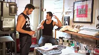 Model gets ass-fucked in hardcore threesome with piercing and group action