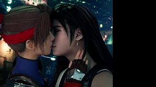 Animated 3D Lesbian Yuri Characters Engaging In Passionate Kissing Scenes From Hentai