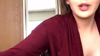 sexy and beautiful girl shows off her tits in homemade scene