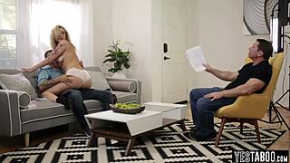 Blonde actress takes two cocks rough