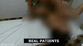 Skinny teen gets fingered by therapist in real massage office