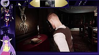 lustful brunette reveals big tits in hentai game