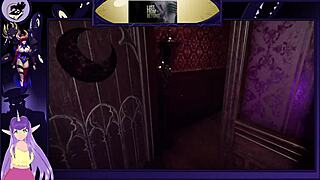 lustful brunette reveals big tits in hentai game