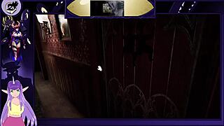 lustful brunette reveals big tits in hentai game