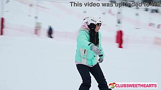 Alice Flore And Amelia Ost Fuck Pussy After Snowboarding
