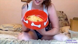 Milf spits food on slave