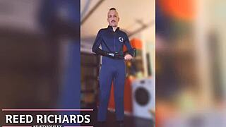 reed richards gets edged in wild halloween bondage with lactating action