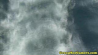 European Beach Sexgames Turn into Wild Orgy with Cum on Ass!