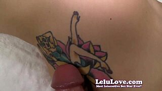 pov touching and rubbing her tattoo then cumming all over it - lelu love
