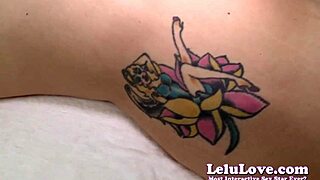 pov touching and rubbing her tattoo then cumming all over it - lelu love