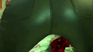 french amateur in leather pants and lingerie, exhibitionism pov 😍