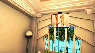 Let's Play Beach House VR With Shaved Pussy Cumshots