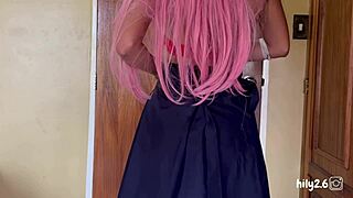 Amateur Brunette in Uniform Prepares for College Fuck